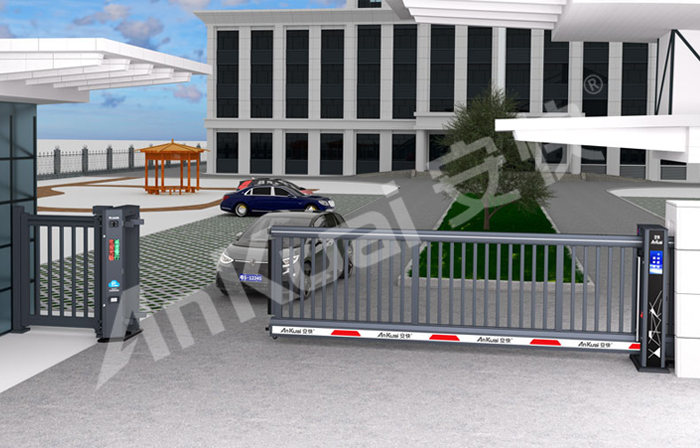 某工業(yè)園區(qū)采用 “安快” 柵欄款懸浮門效果圖